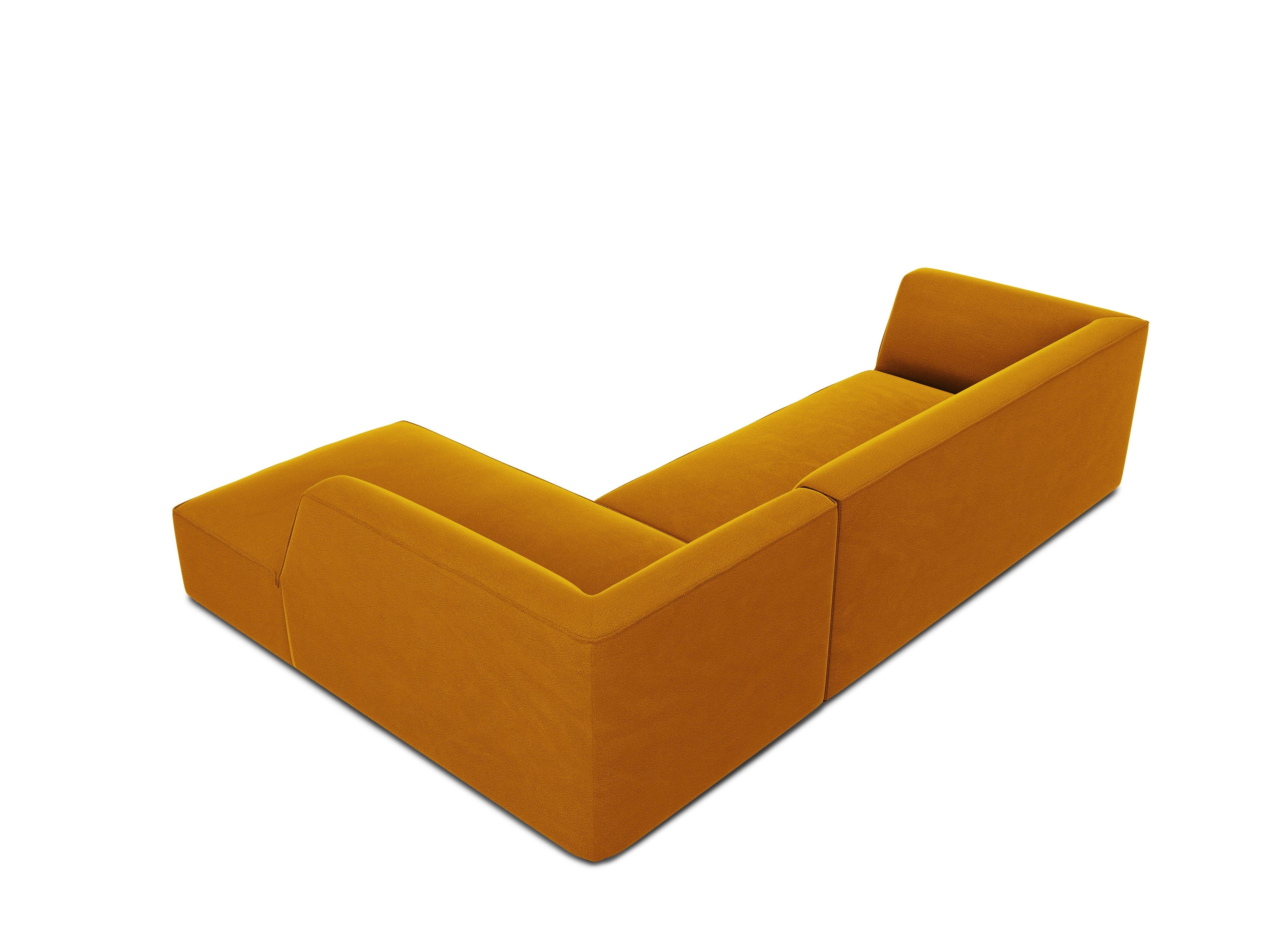 Narożnik aksamitny 4-osobowy prawostronny RUBY żółty Micadoni    Eye on Design