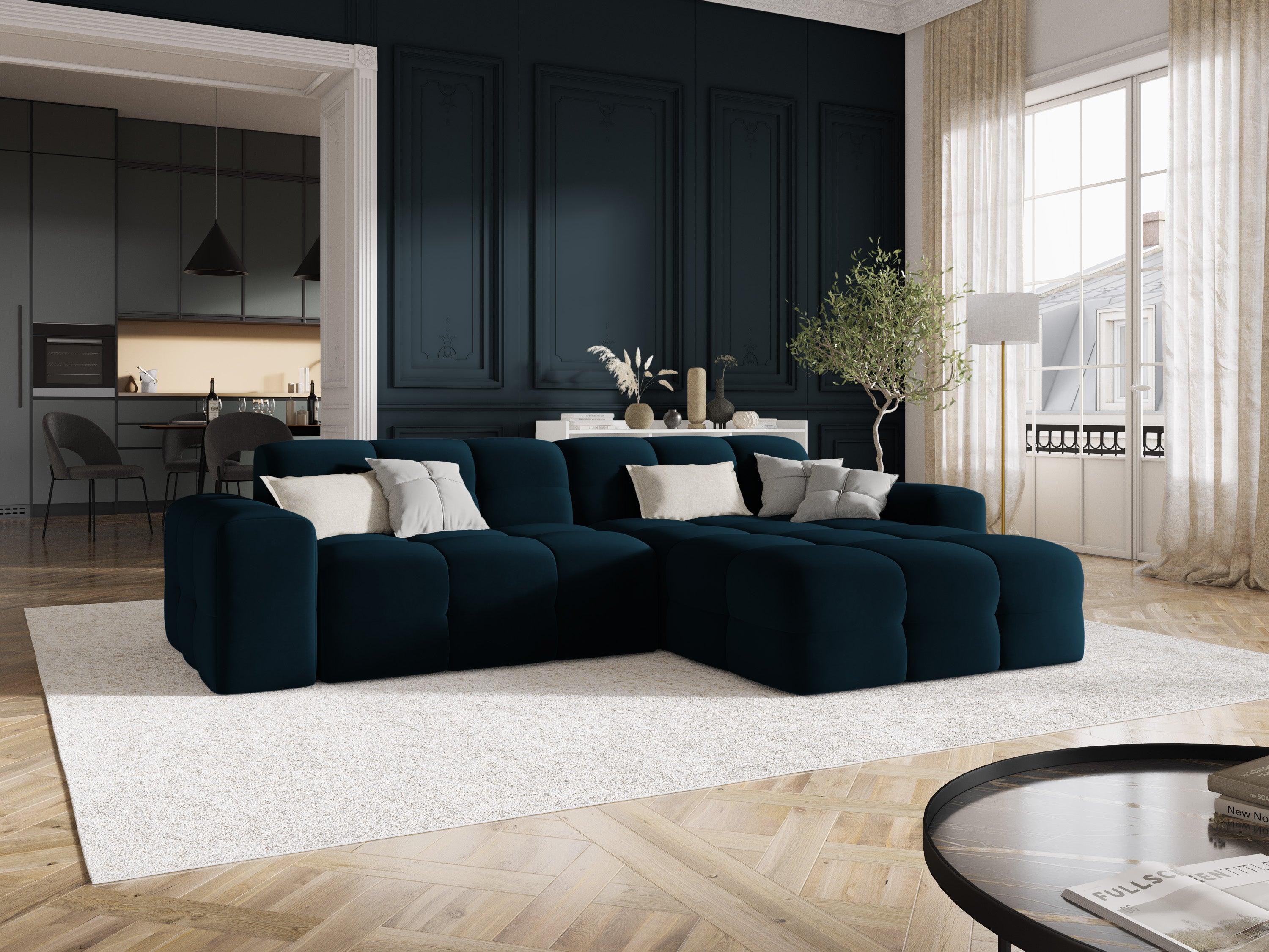 Narożnik prawostronny 4-osobowy KENDAL granatowy Micadoni    Eye on Design