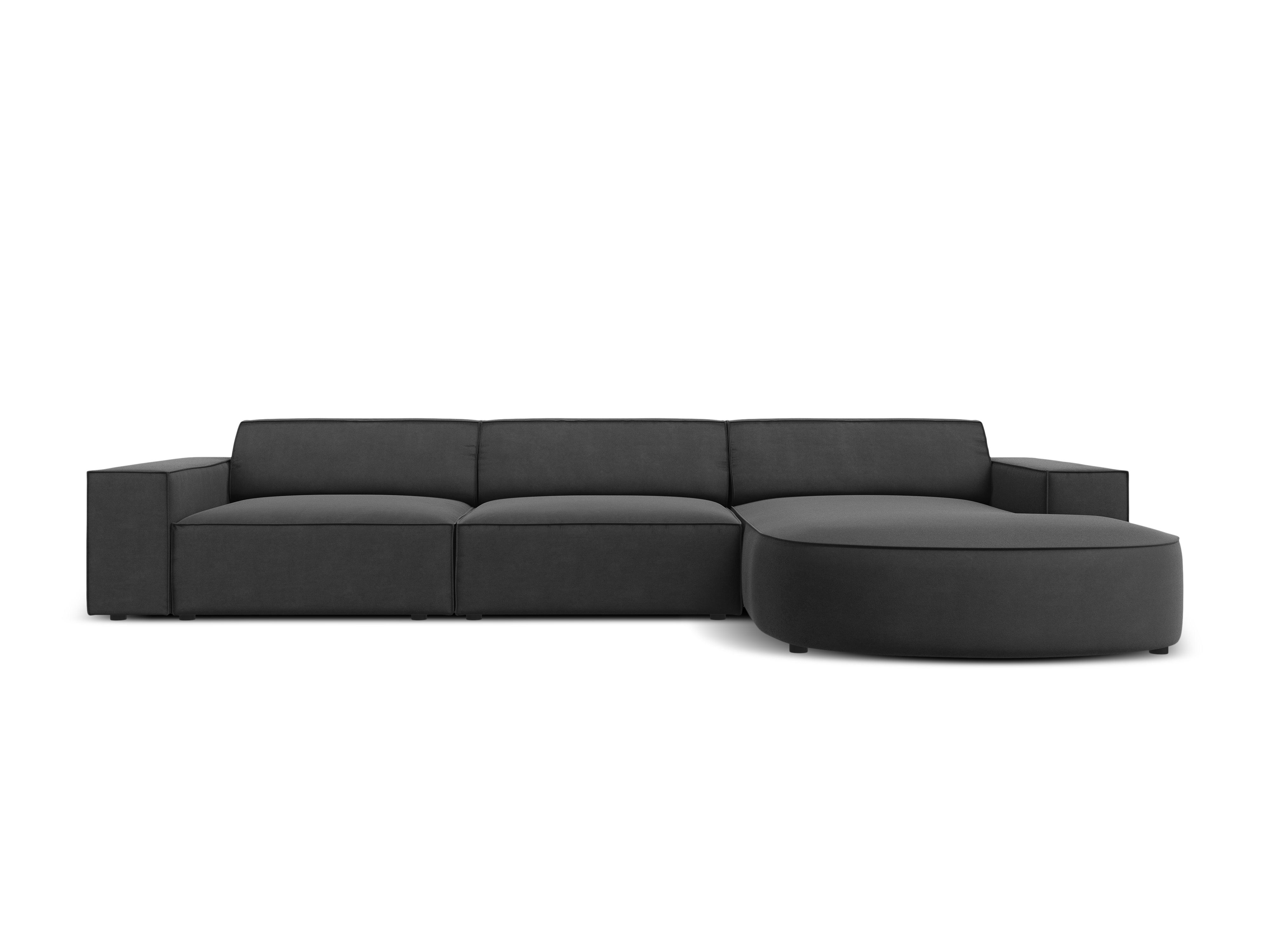 Narożnik aksamitny prawostronny 4-osobowy okrągły JODIE ciemnoszary Micadoni    Eye on Design