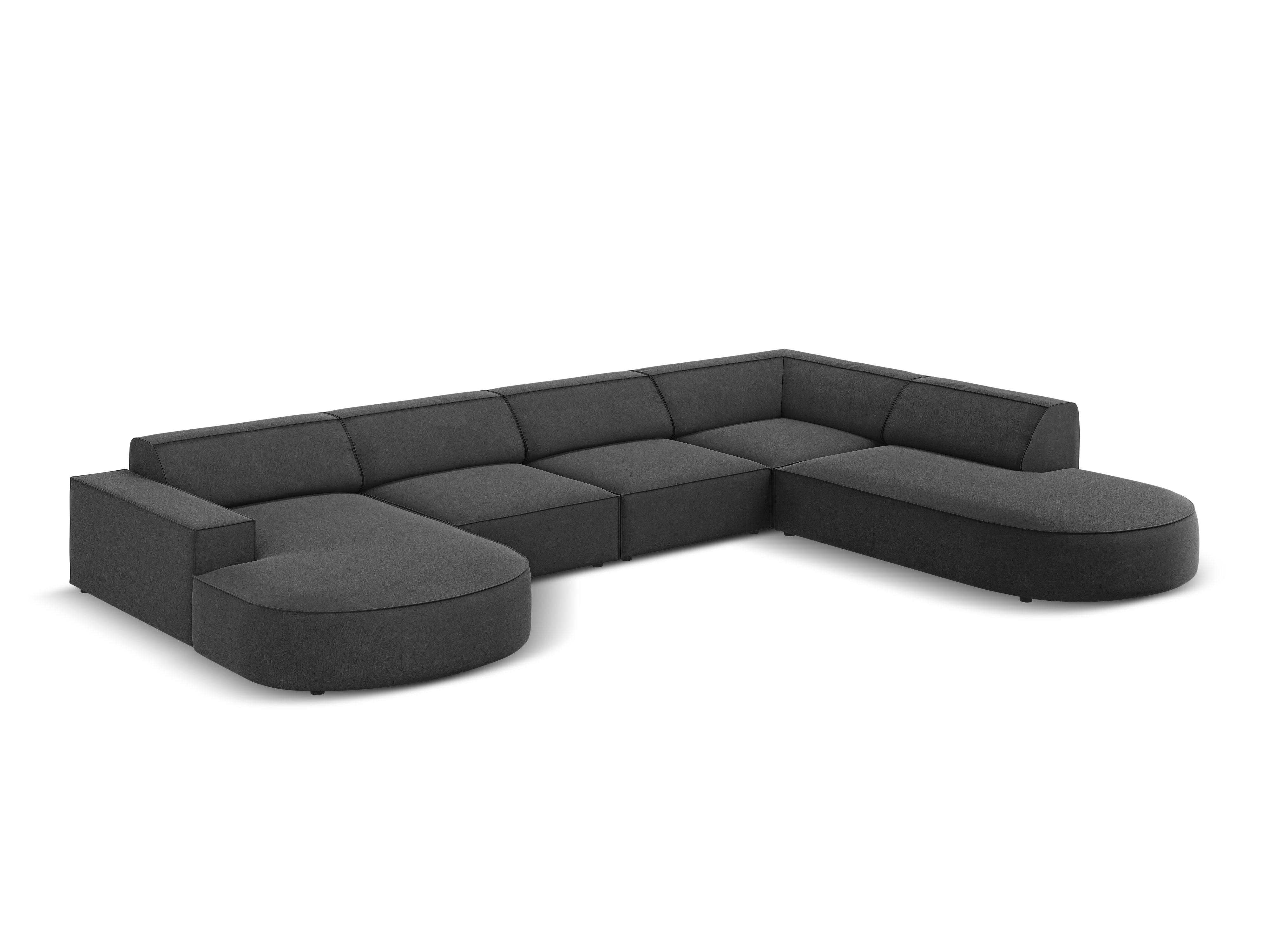 Sofa panoramiczna aksamitna prawostronna okrągła JODIE ciemnoszary Micadoni    Eye on Design