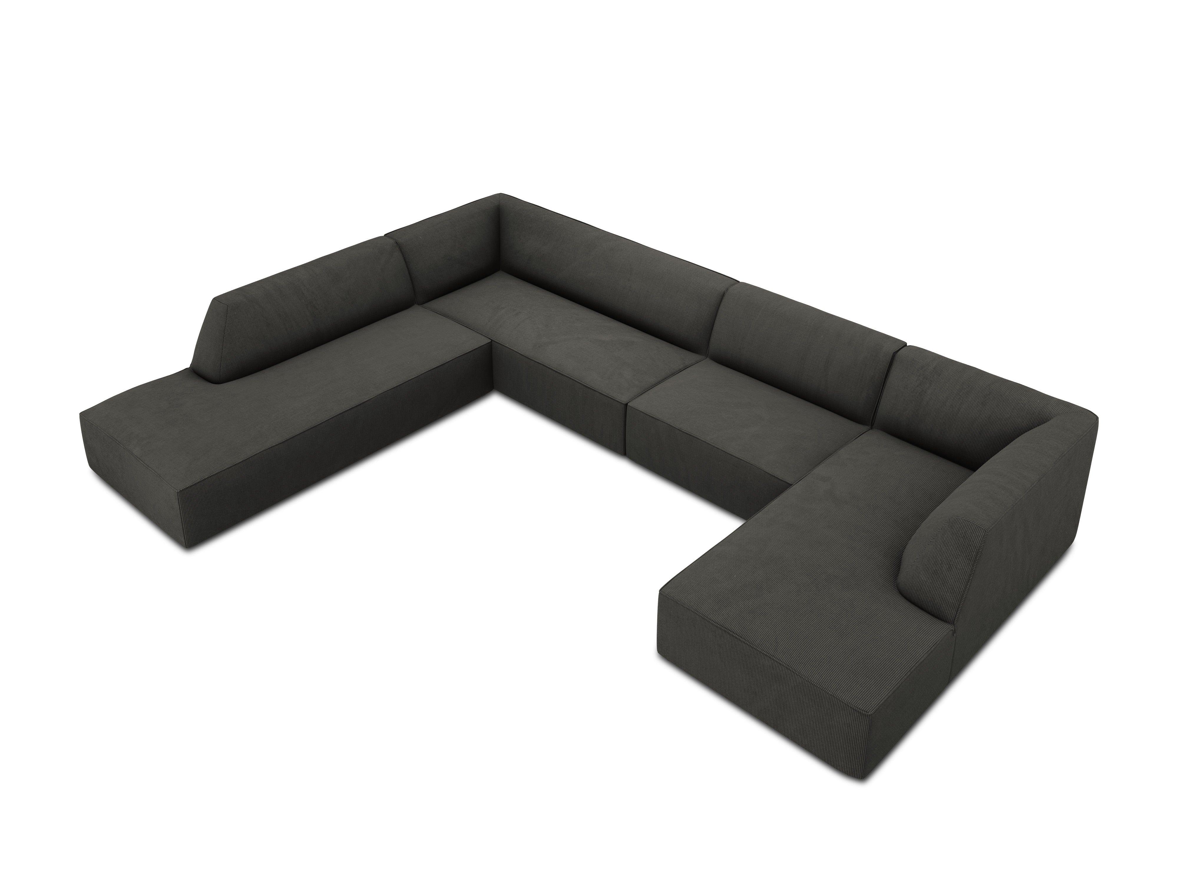 Narożnik w kształcie U sztruksowa lewostronny RUBY ciemnoszary Micadoni    Eye on Design