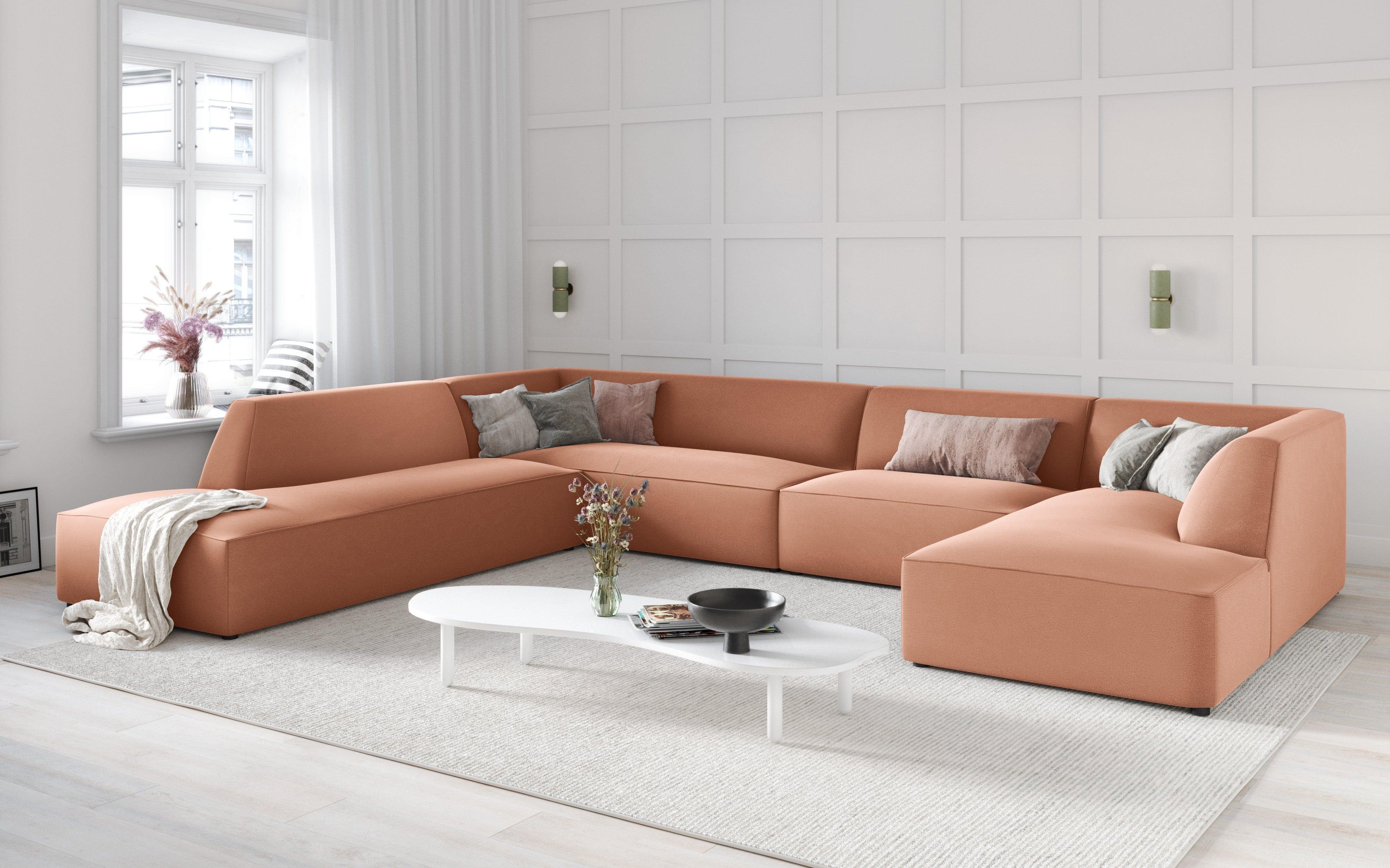 Narożnik w kształcie U aksamitny lewostronny RUBY łososiowy Micadoni    Eye on Design