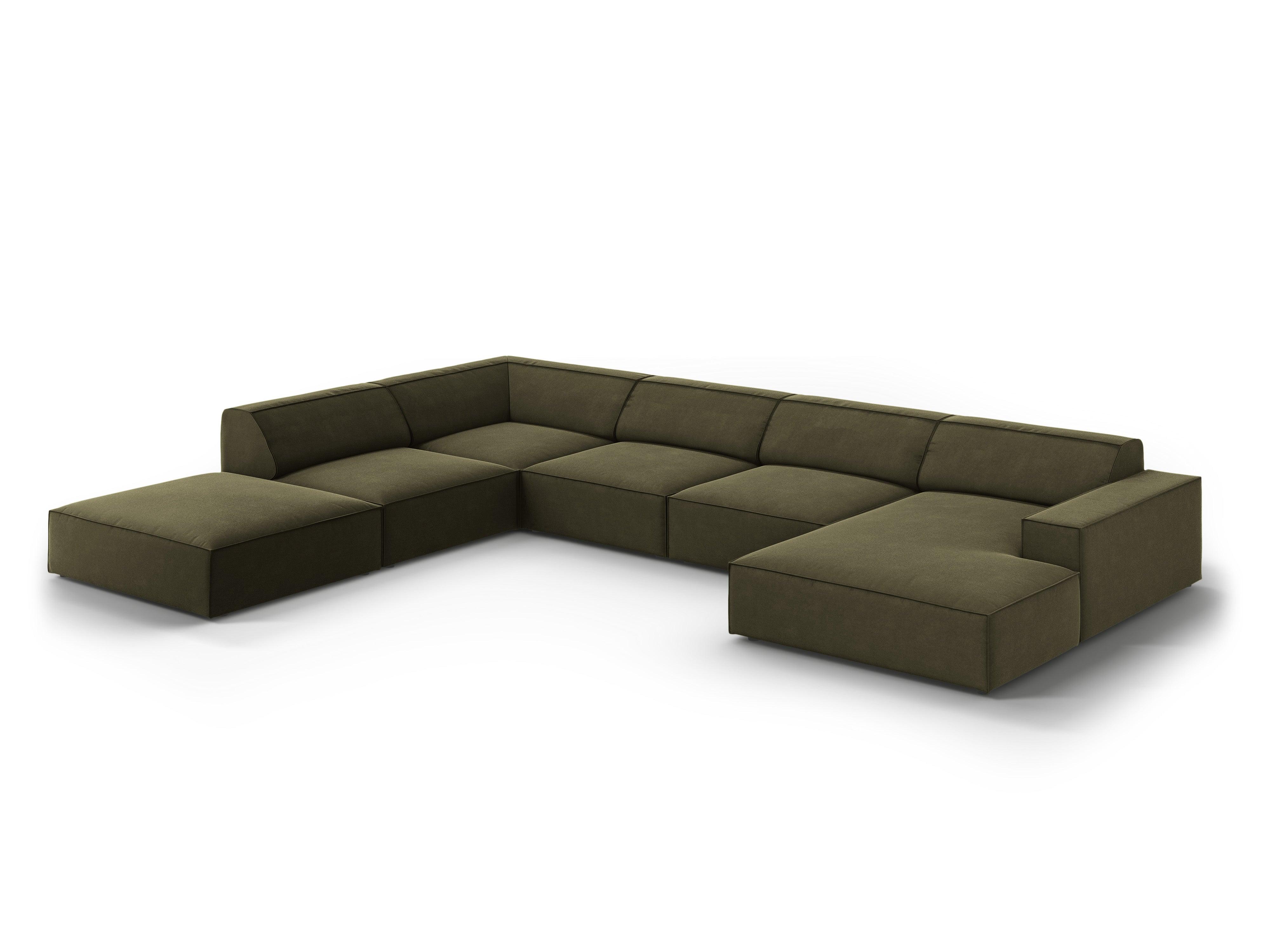 Sofa panoramiczna aksamitna lewostronna JODIE zielony Micadoni    Eye on Design