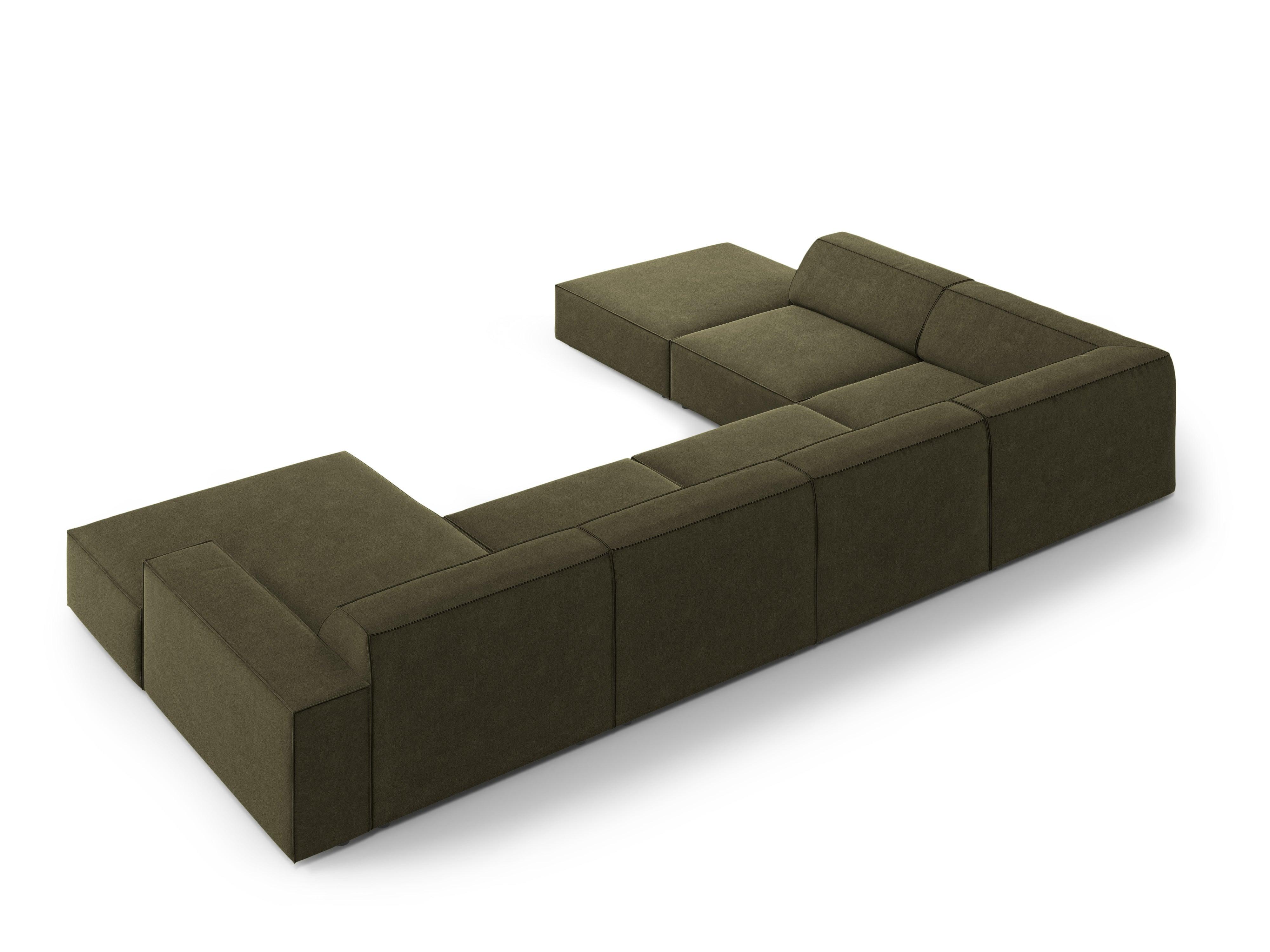 Sofa panoramiczna aksamitna lewostronna JODIE zielony Micadoni    Eye on Design