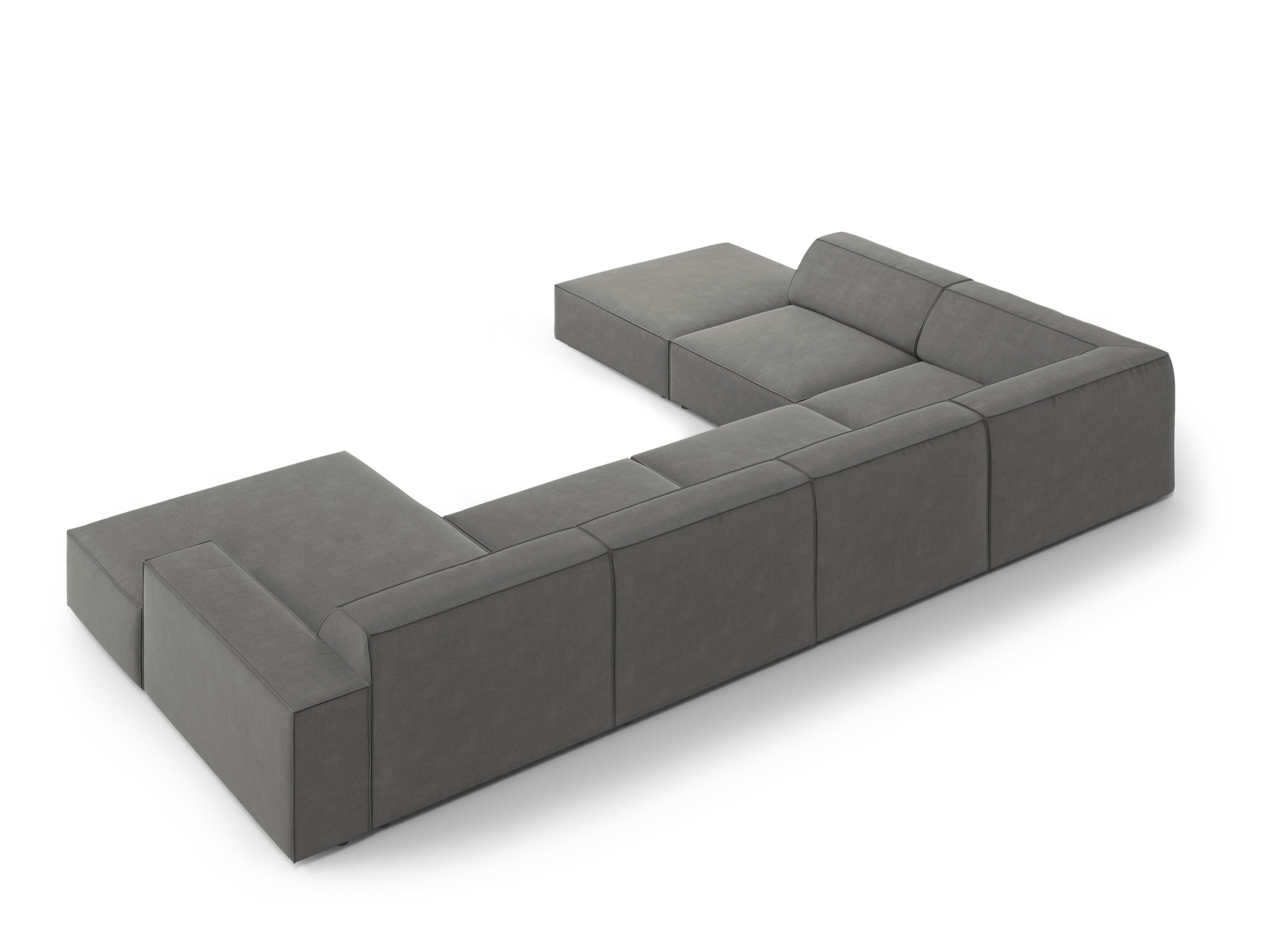 Sofa panoramiczna aksamitna lewostronna JODIE jasnoszary Micadoni    Eye on Design