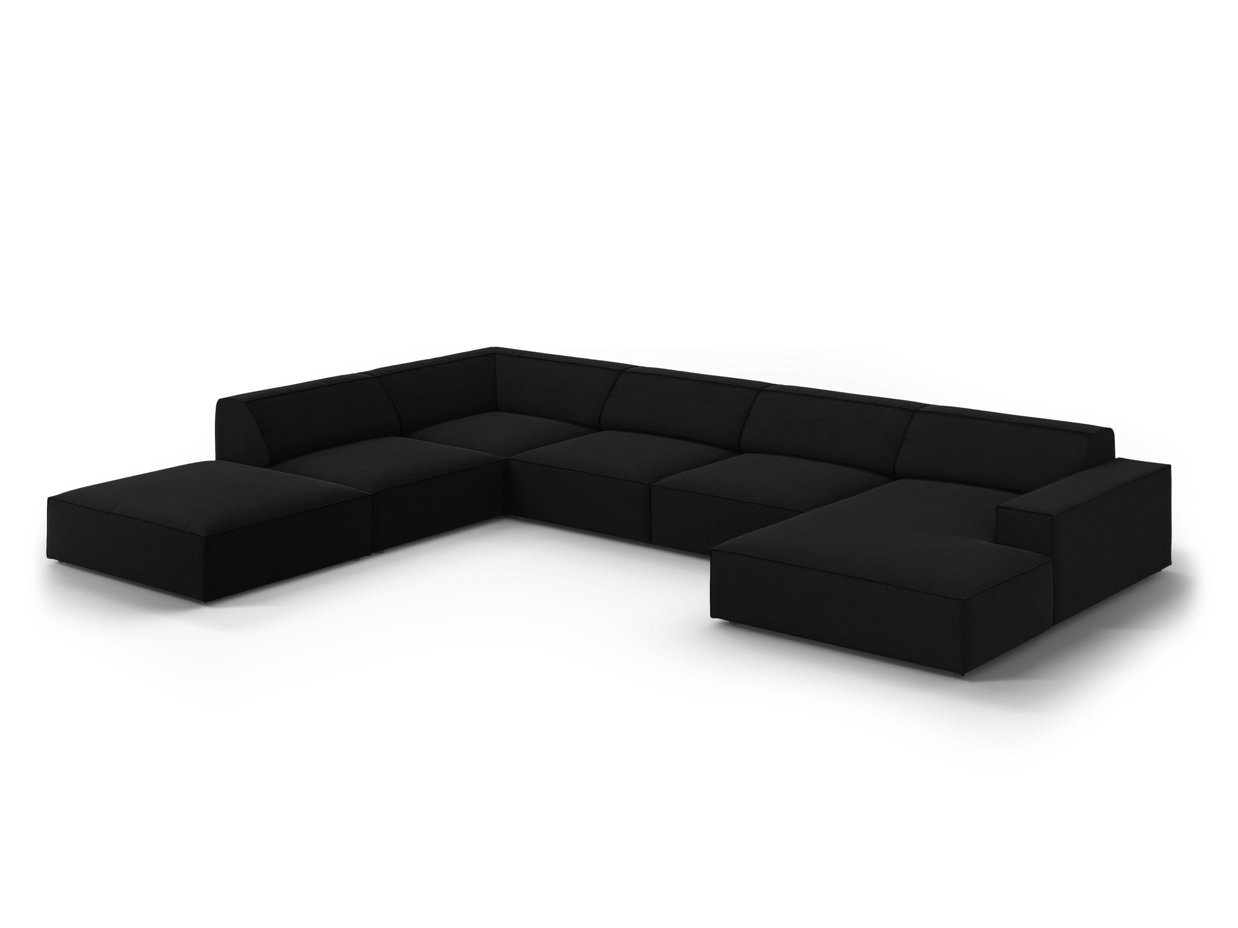 Sofa panoramiczna aksamitna lewostronna JODIE czarny Micadoni    Eye on Design