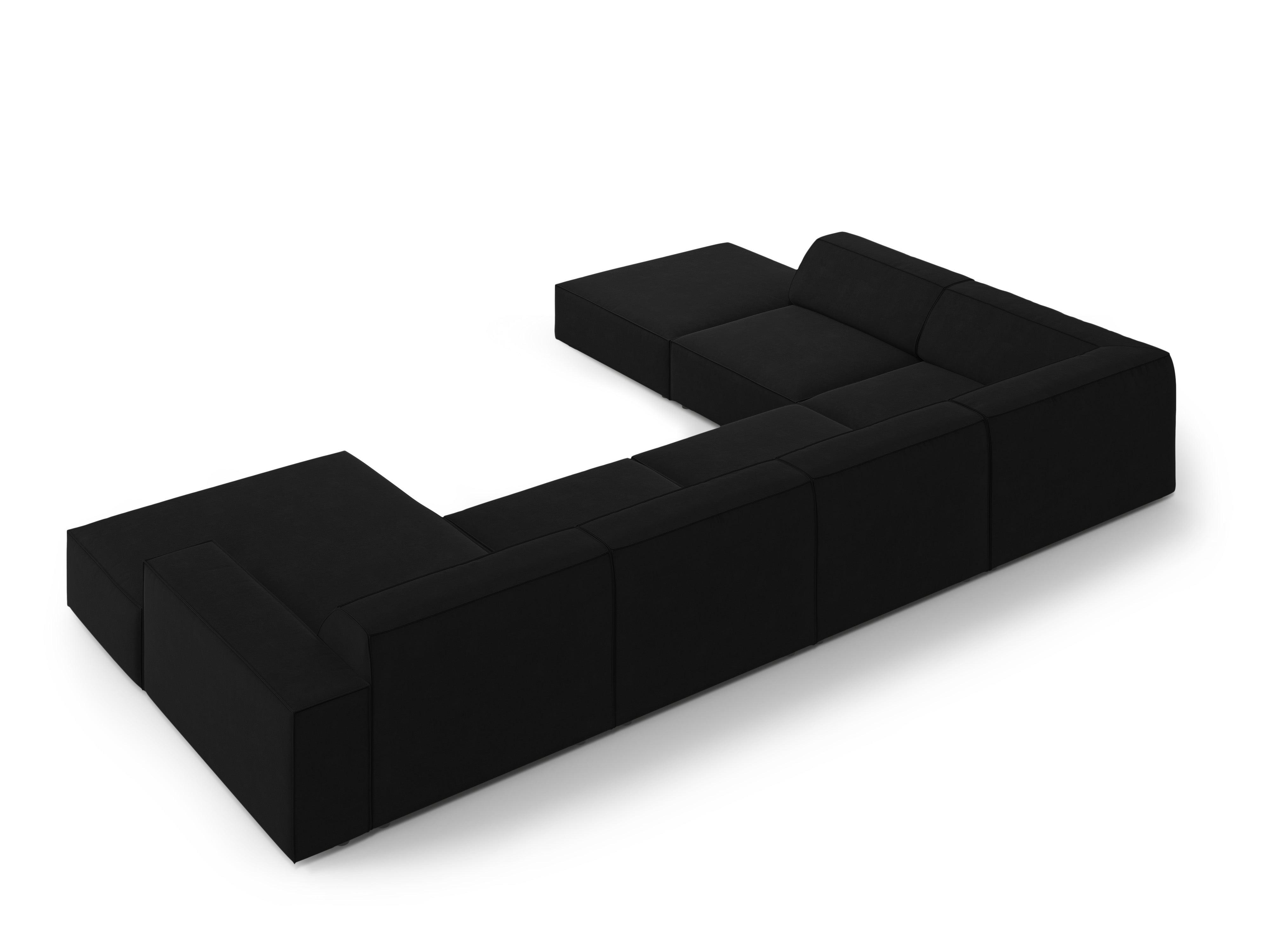 Sofa panoramiczna aksamitna lewostronna JODIE czarny Micadoni    Eye on Design
