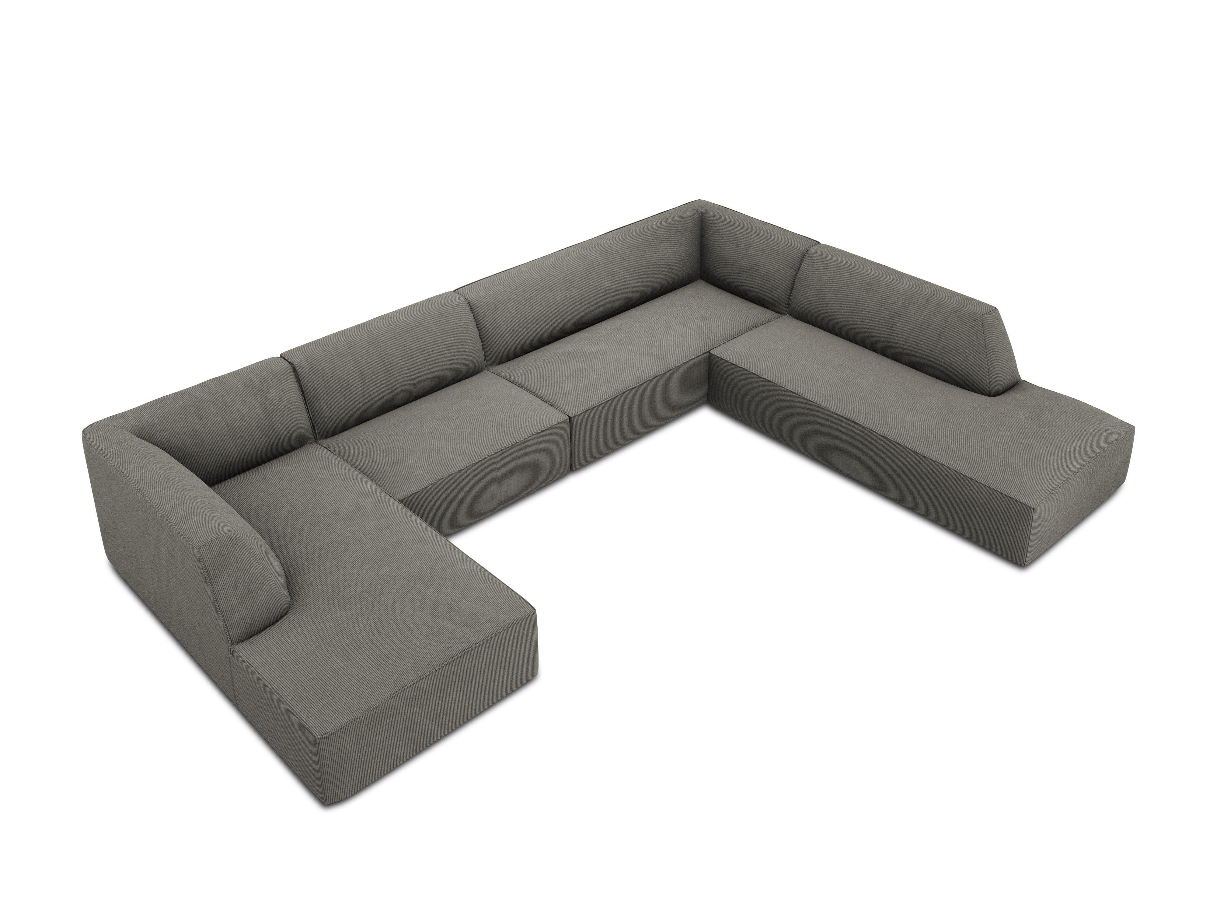 Narożnik w kształcie U sztruksowa prawostronny RUBY jasnoszary Micadoni    Eye on Design