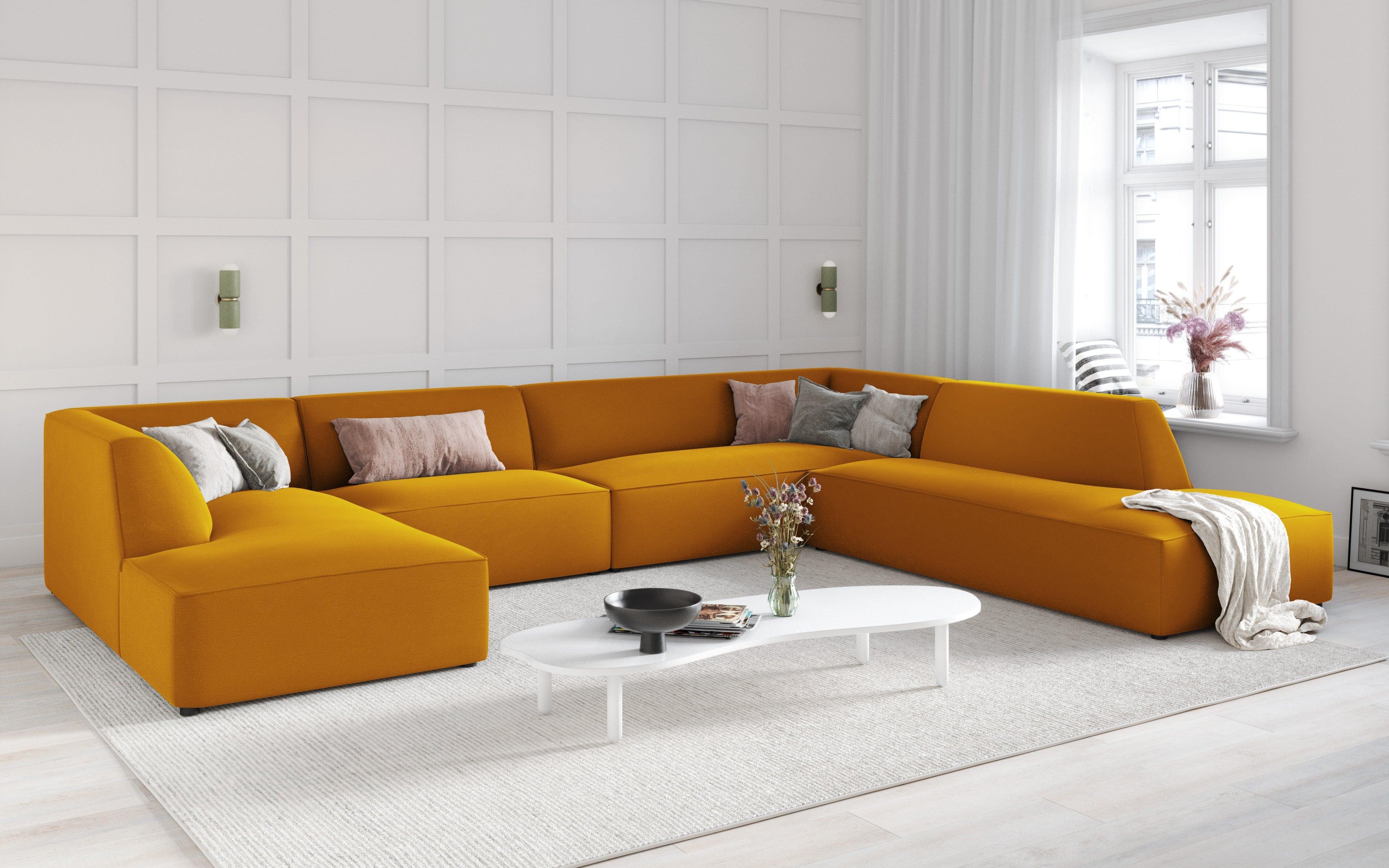 Narożnik w kształcie U aksamitny prawostronny RUBY żółty Micadoni    Eye on Design