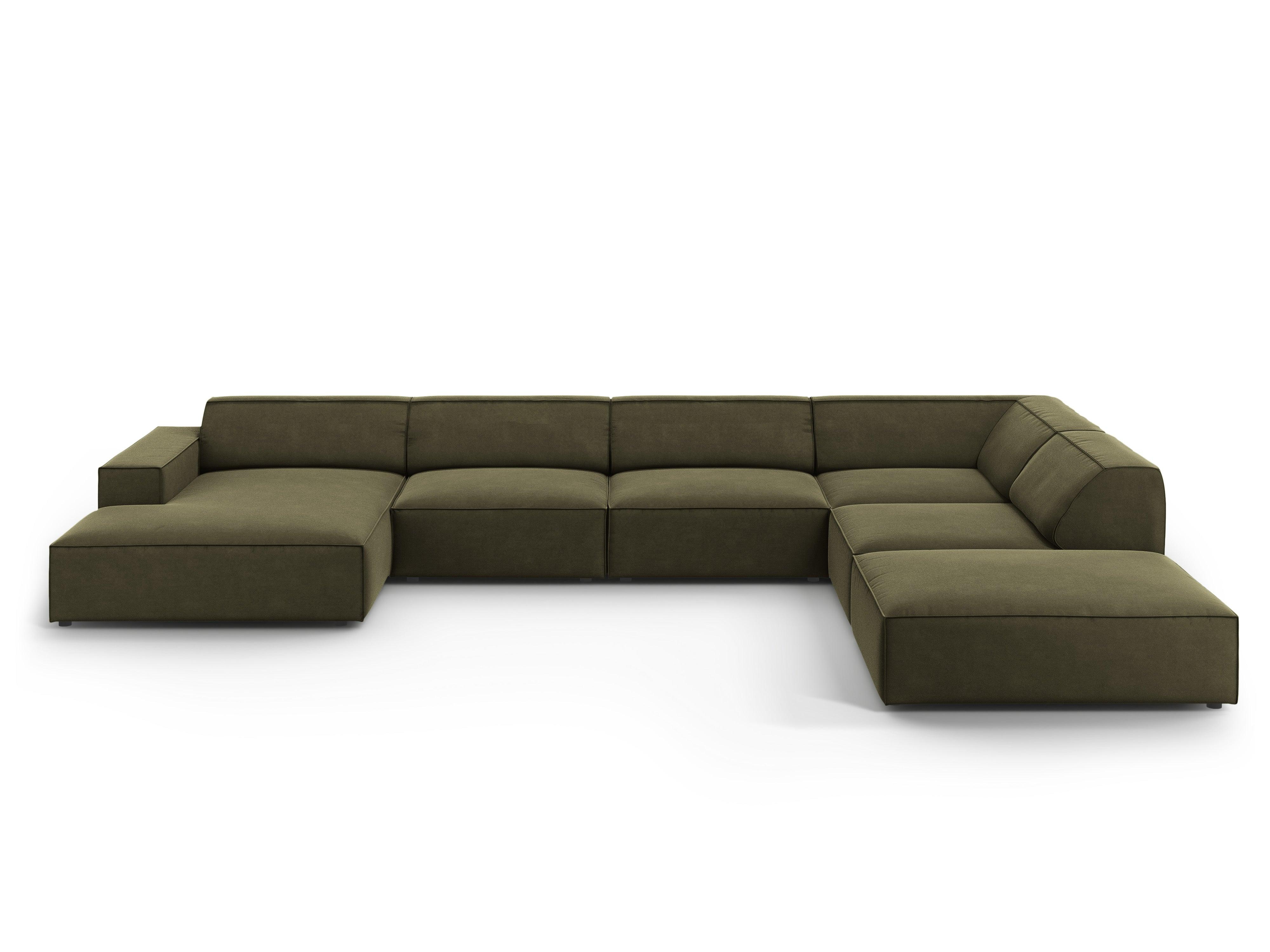 Sofa panoramiczna aksamitna prawostronna JODIE zielony Micadoni    Eye on Design