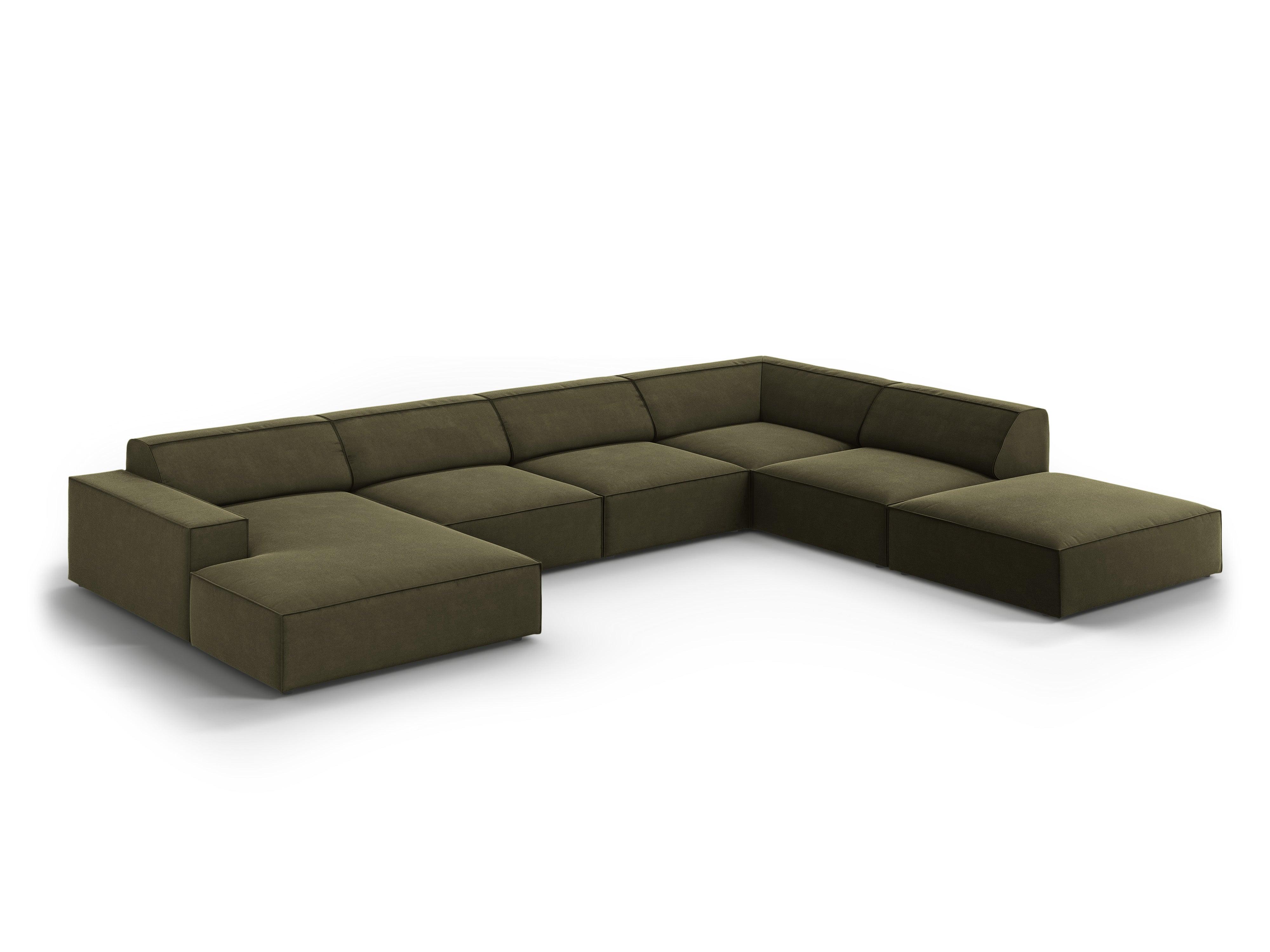Sofa panoramiczna aksamitna prawostronna JODIE zielony Micadoni    Eye on Design