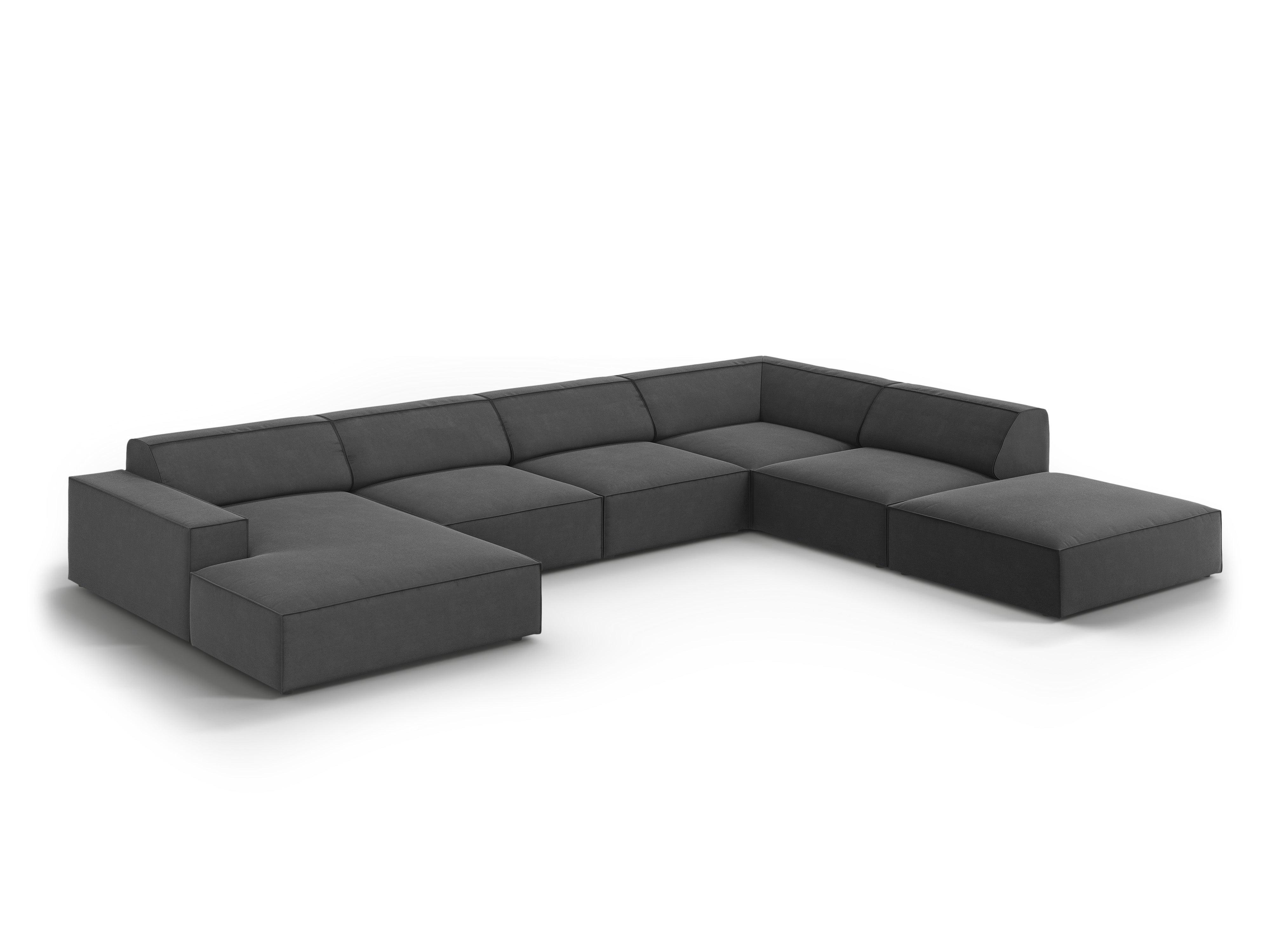 Sofa panoramiczna aksamitna prawostronna JODIE ciemnoszary Micadoni    Eye on Design