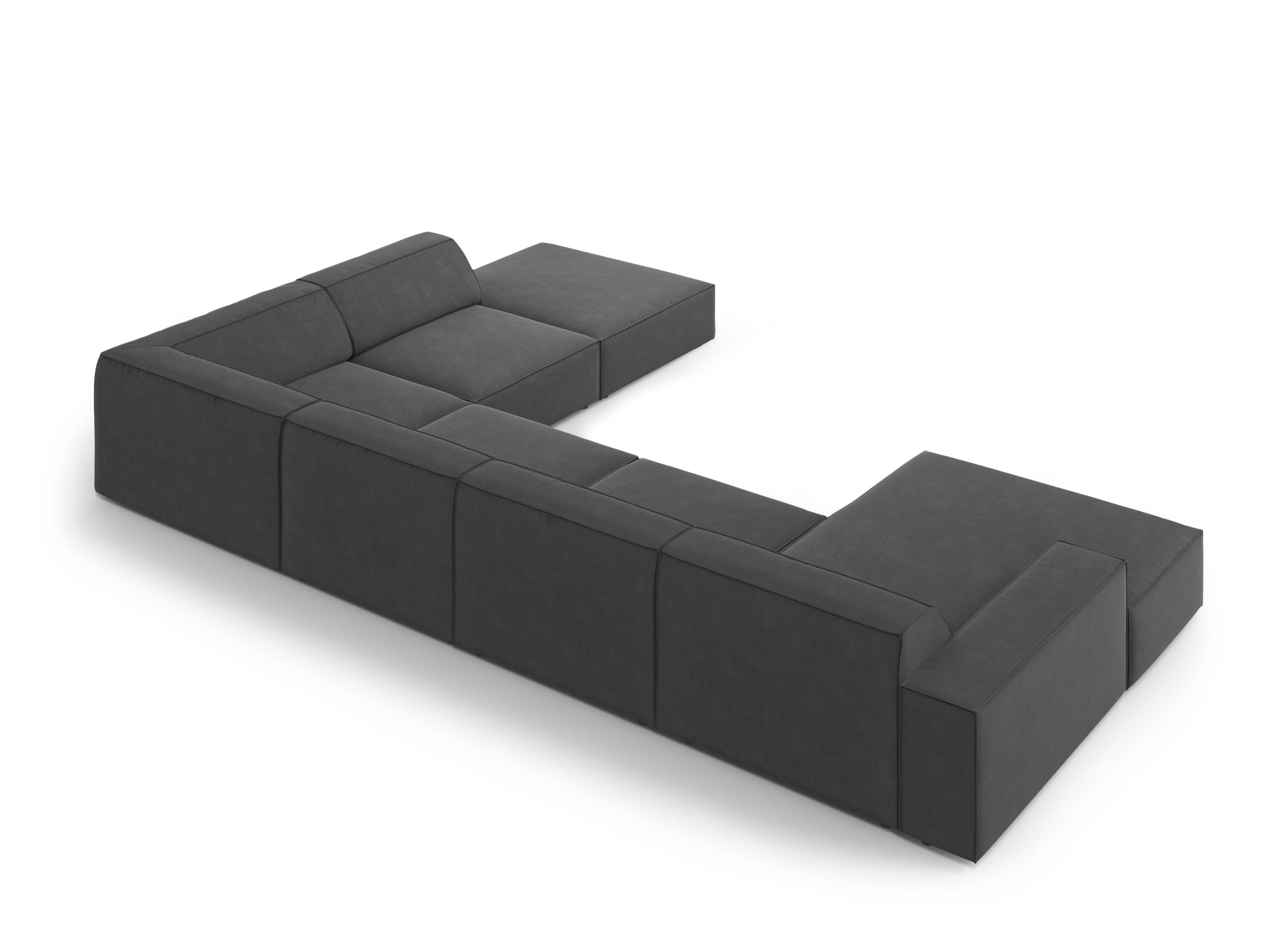 Sofa panoramiczna aksamitna prawostronna JODIE ciemnoszary Micadoni    Eye on Design