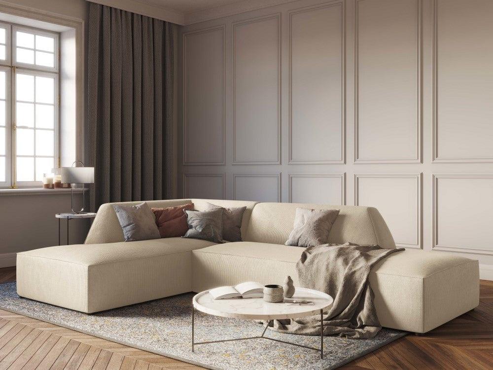 Sofa narożna sztruksowa lewostronna RUBY beżowy Micadoni    Eye on Design