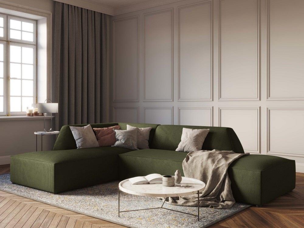 Sofa narożna sztruksowa lewostronna RUBY zielony Micadoni    Eye on Design