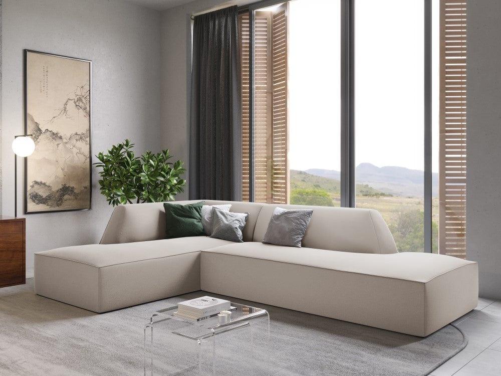 Sofa narożna aksamitna lewostronna RUBY beżowy Micadoni    Eye on Design