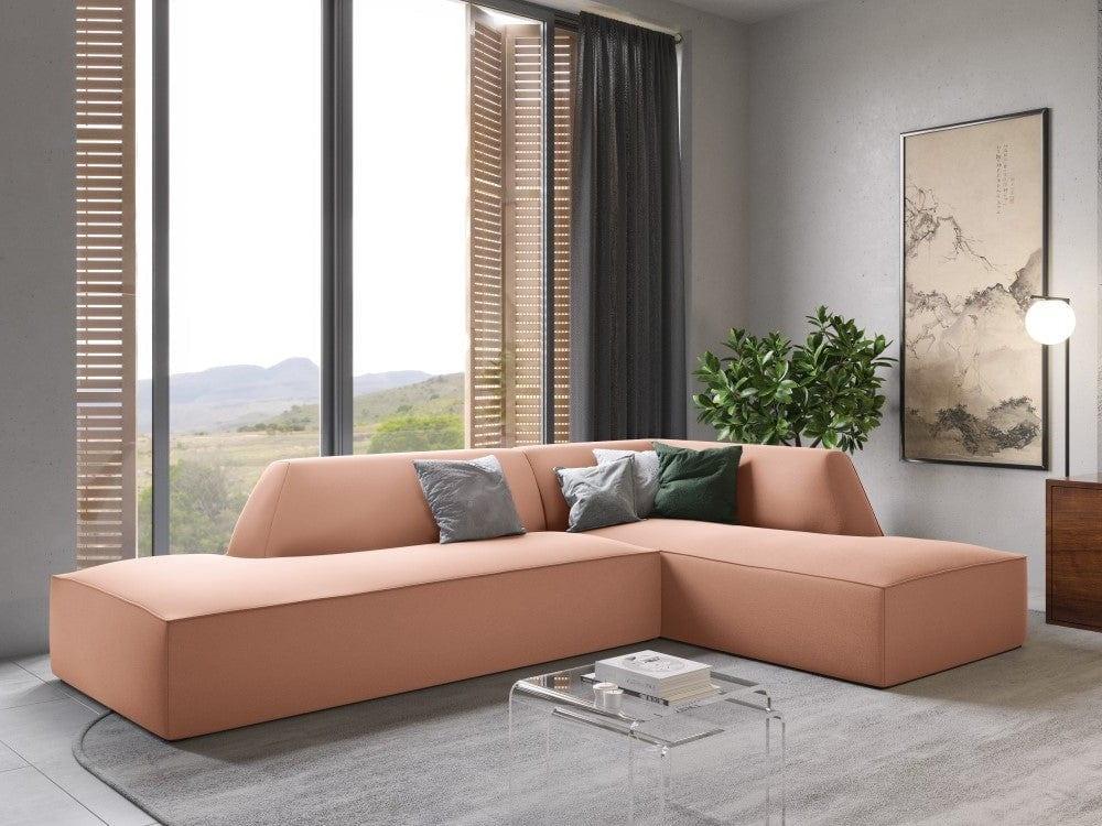Sofa narożna aksamitna prawostronna RUBY łososiowy Micadoni    Eye on Design