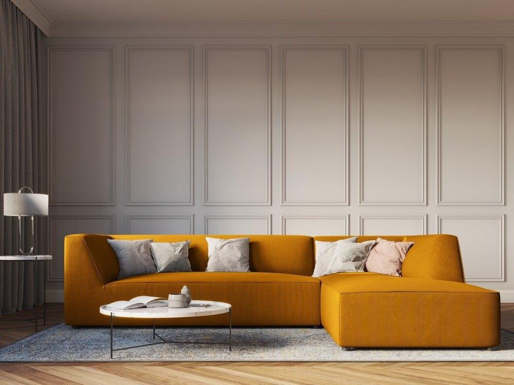 Narożnik sztruksowy 4-osobowy prawostronny RUBY żółty Micadoni    Eye on Design