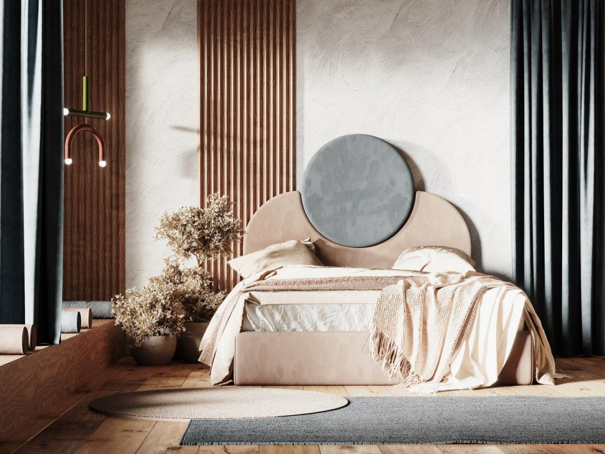 Łóżko tapicerowane SUNSET beżowy z szarym [brak w cenniku] Happy Barok    Eye on Design