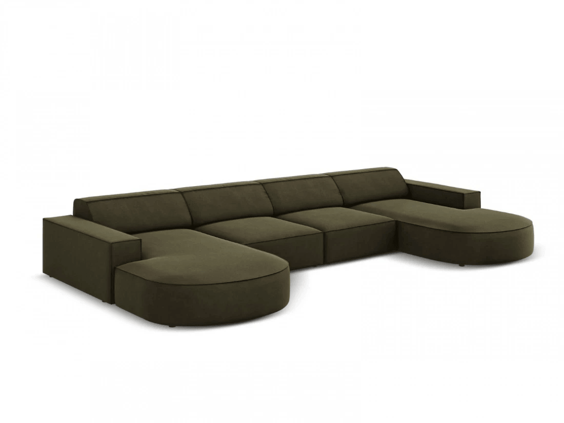 Sofa aksamitna panoramiczna okrągła JODIE zielony Micadoni    Eye on Design