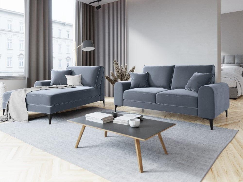 Szezlong aksamitny lewostronny MADARA jasnoniebieski z czarną podstawą Mazzini Sofas    Eye on Design