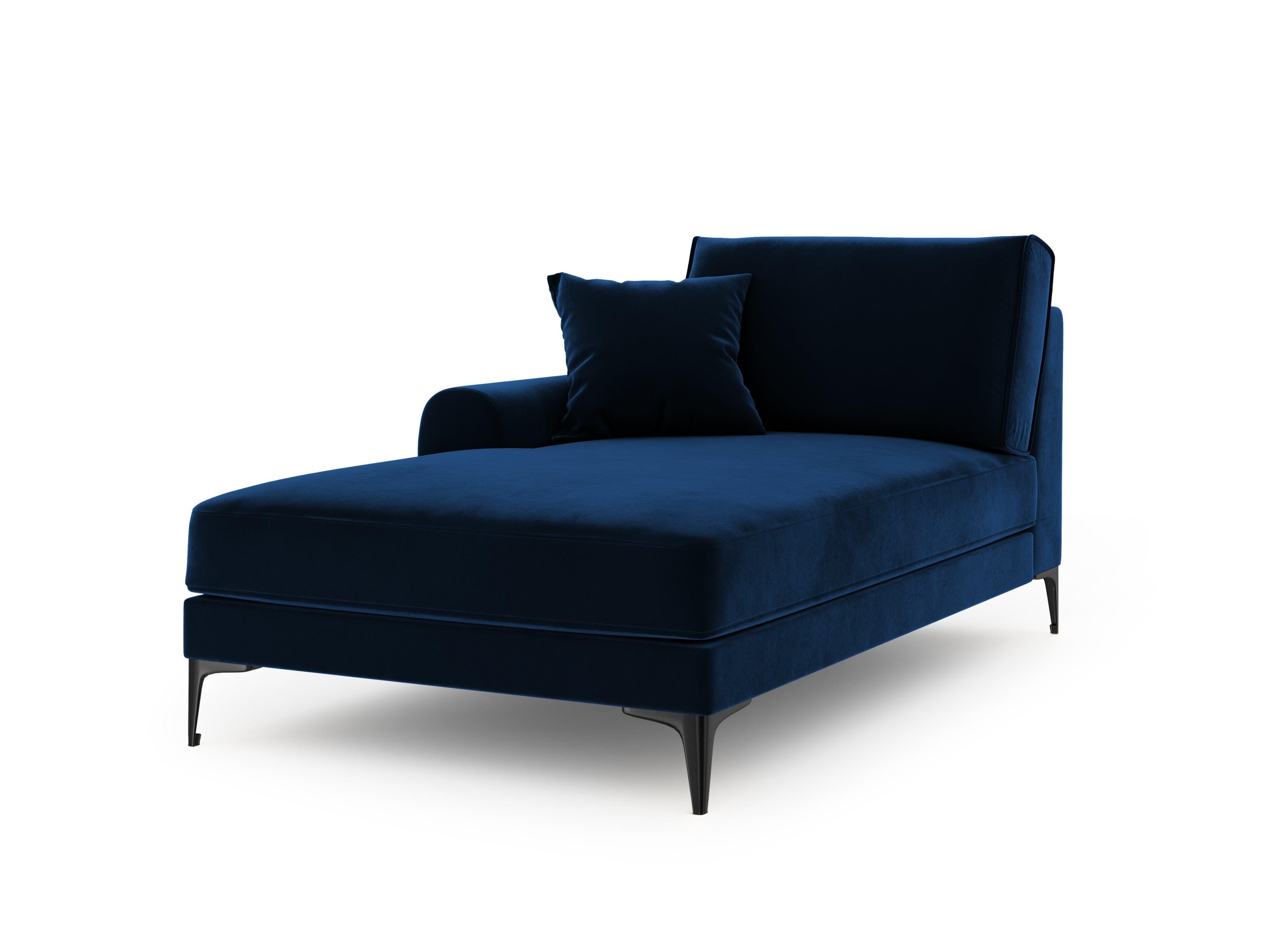 Szezlong aksamitny lewostronny MADARA królewski niebieski z czarną podstawą Mazzini Sofas    Eye on Design